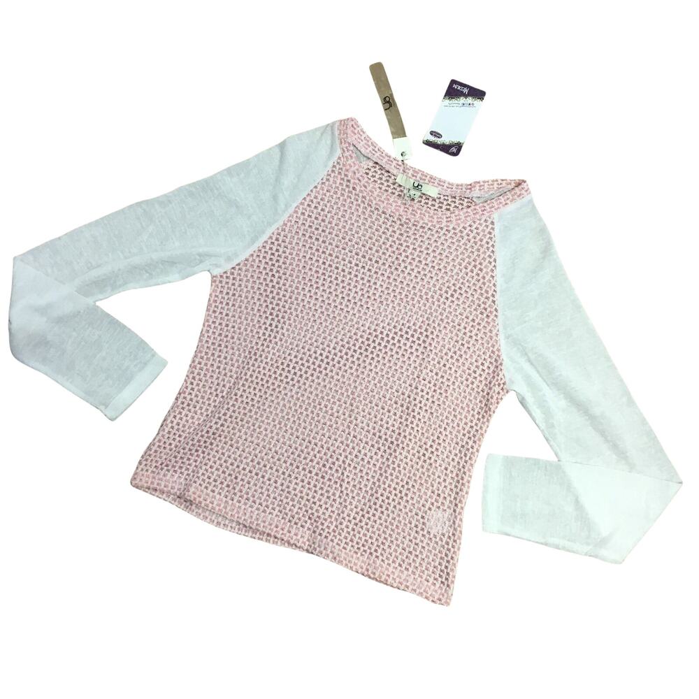 Ya Los Angeles Womens Top‎ Size M Pink Ivory Lightweight Sweater Cream NEW